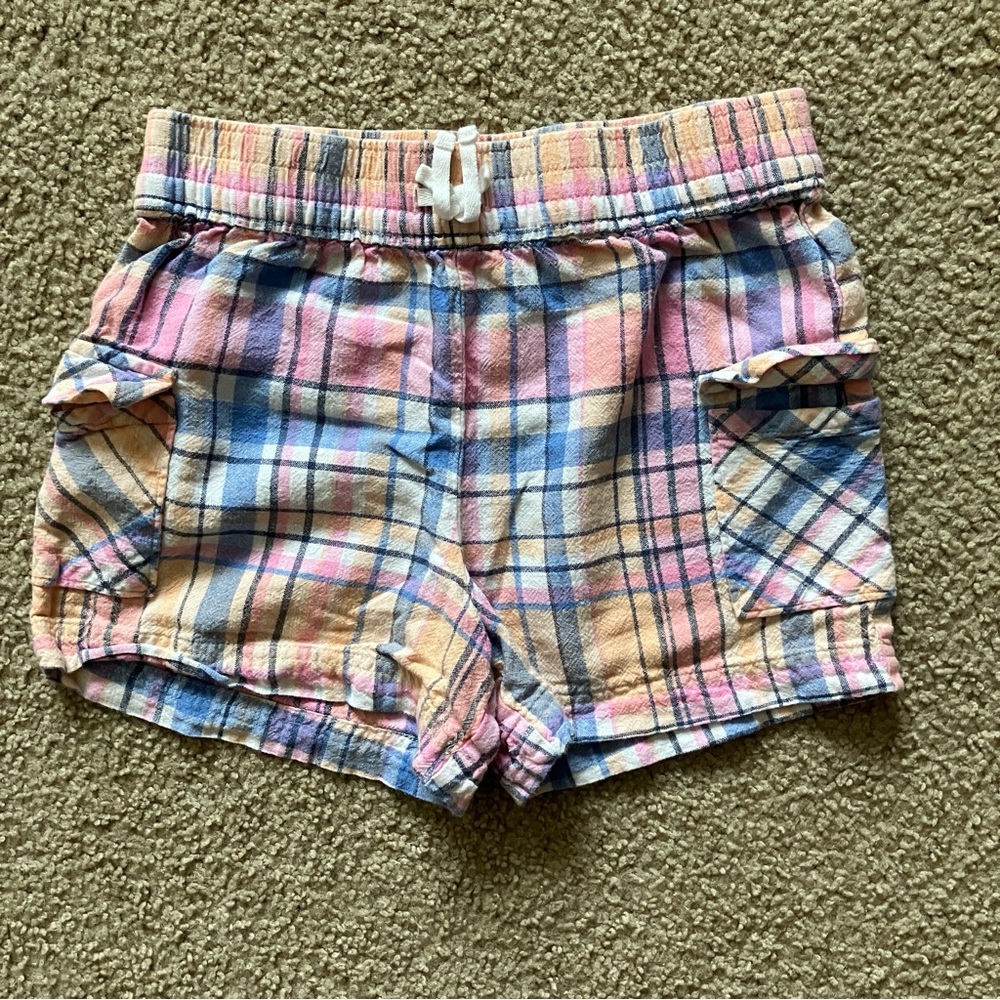 Wonder Nation Plaid Women's Cargo Shorts - Pink, Blue, peach
